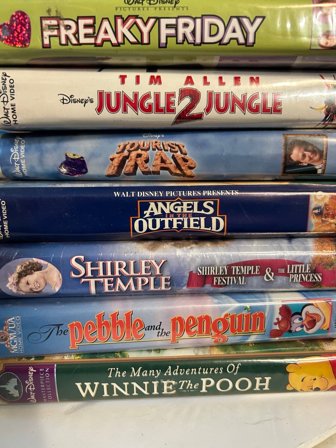 Disney & Family VHS Lot – Winnie the Pooh, Angels in the Outfield,+ Sealed Shirley Temple - Image 1