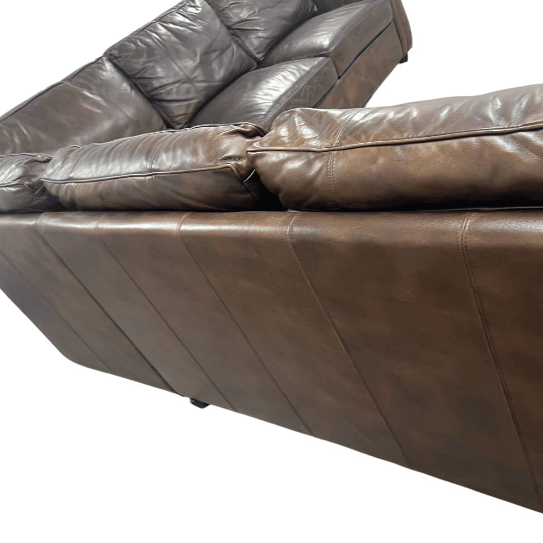 Raymour & Flanigan Dark Brown Leather Sectional Couch - Thumbnail 9