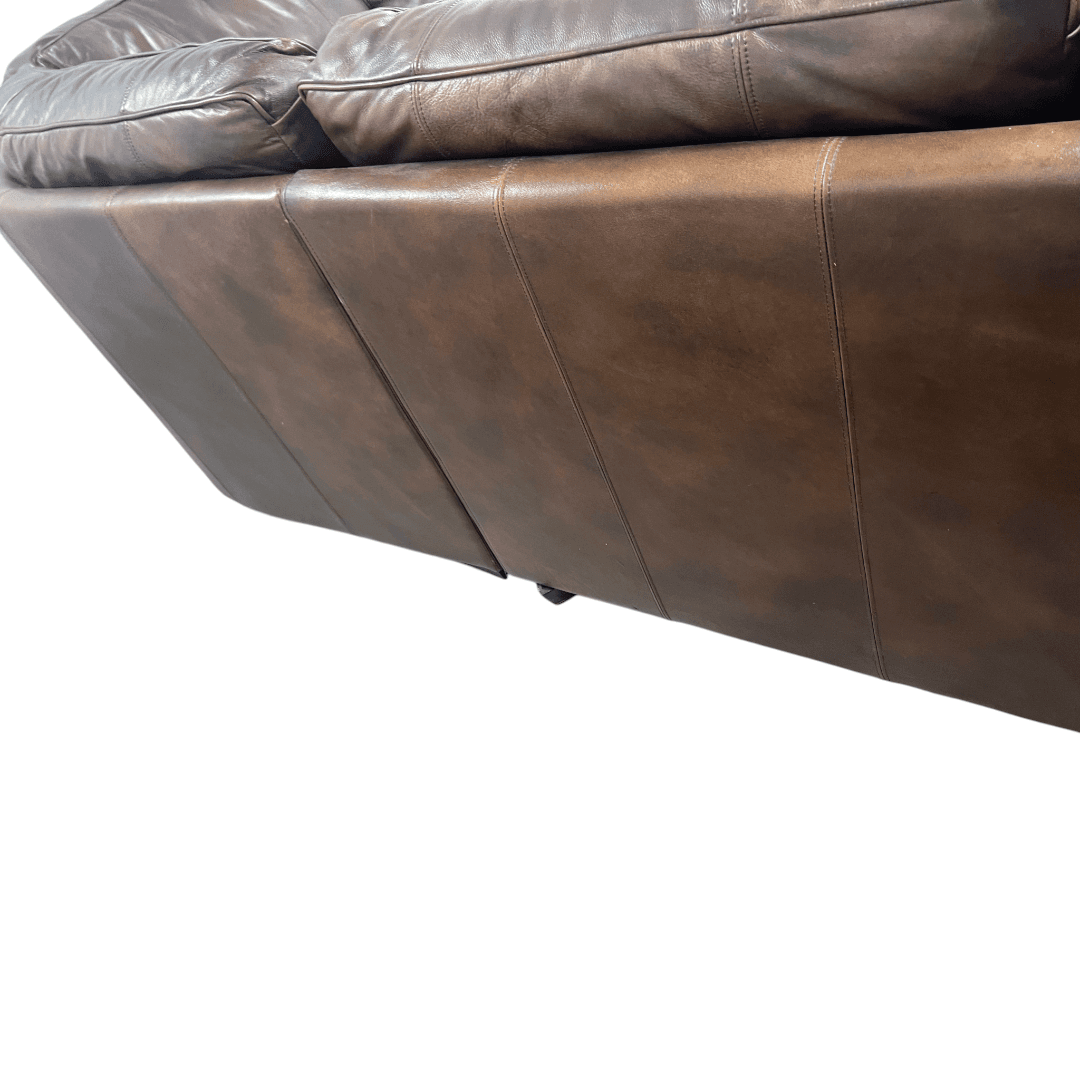 Raymour & Flanigan Dark Brown Leather Sectional Couch - Thumbnail 13