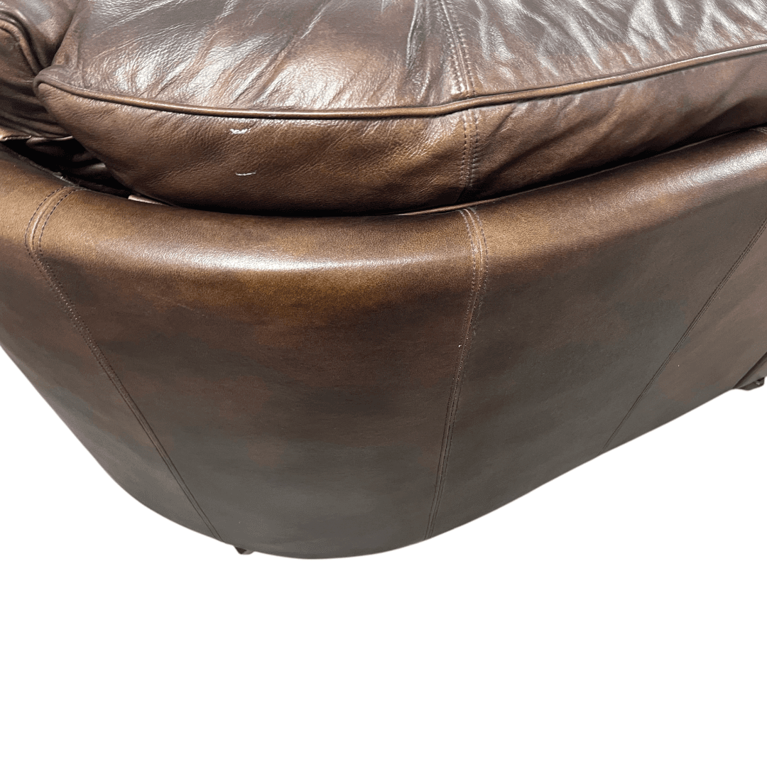 Raymour & Flanigan Dark Brown Leather Sectional Couch - Thumbnail 15