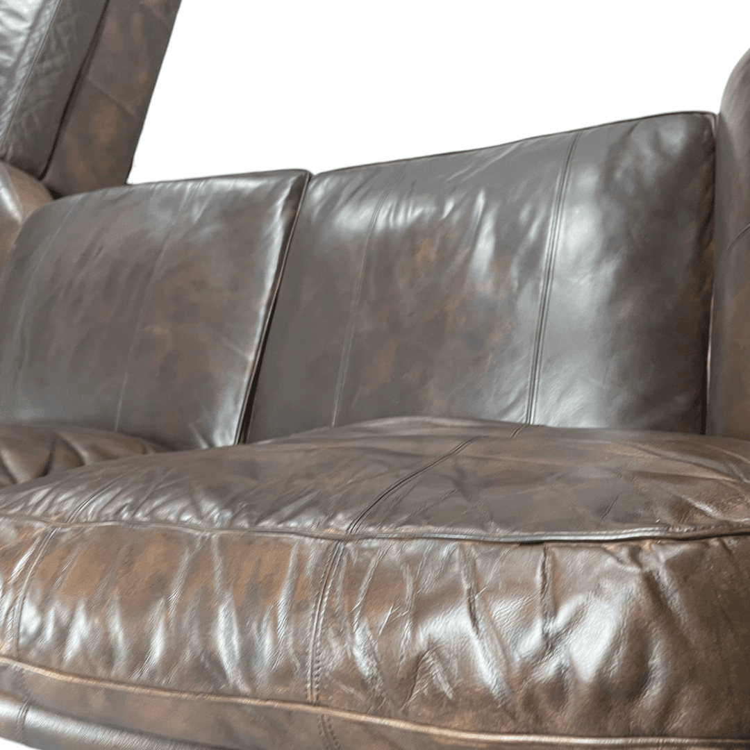 Raymour & Flanigan Dark Brown Leather Sectional Couch - Thumbnail 11