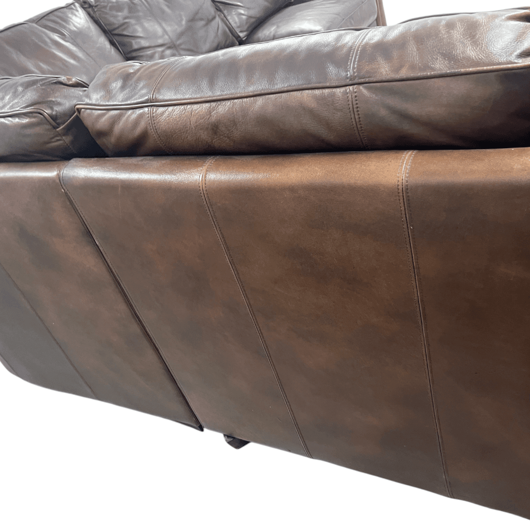 Raymour & Flanigan Dark Brown Leather Sectional Couch - Thumbnail 14