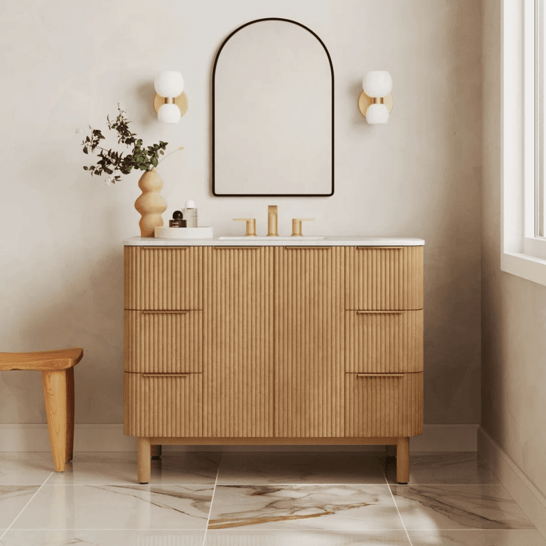Highbury Furnishings Kensington 48" Bathroom Vanity in Fluted Birch - Image 1