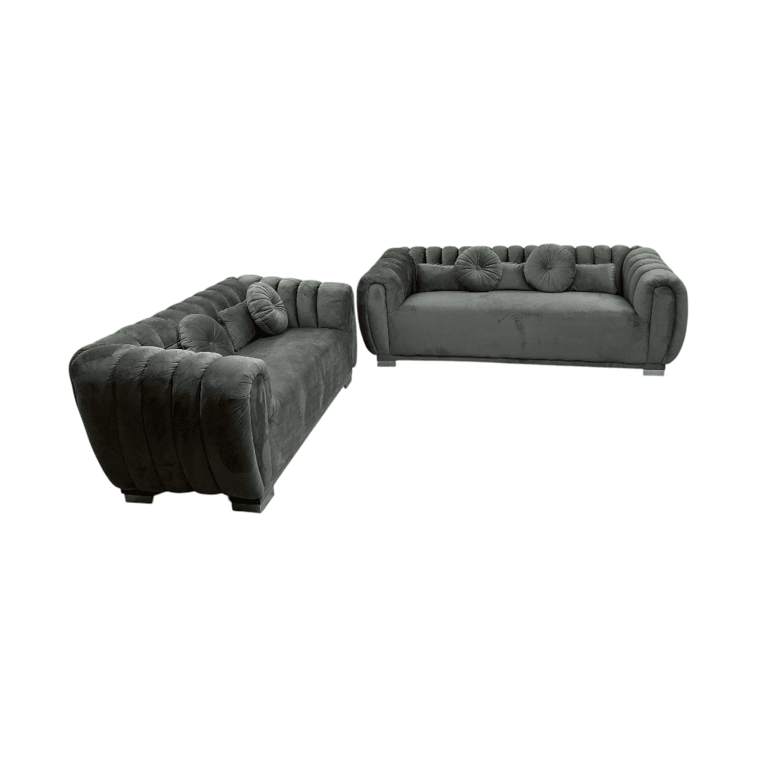 Everly Quinn Byrd Velvet 2-Piece Sofa Set - Thumbnail 3