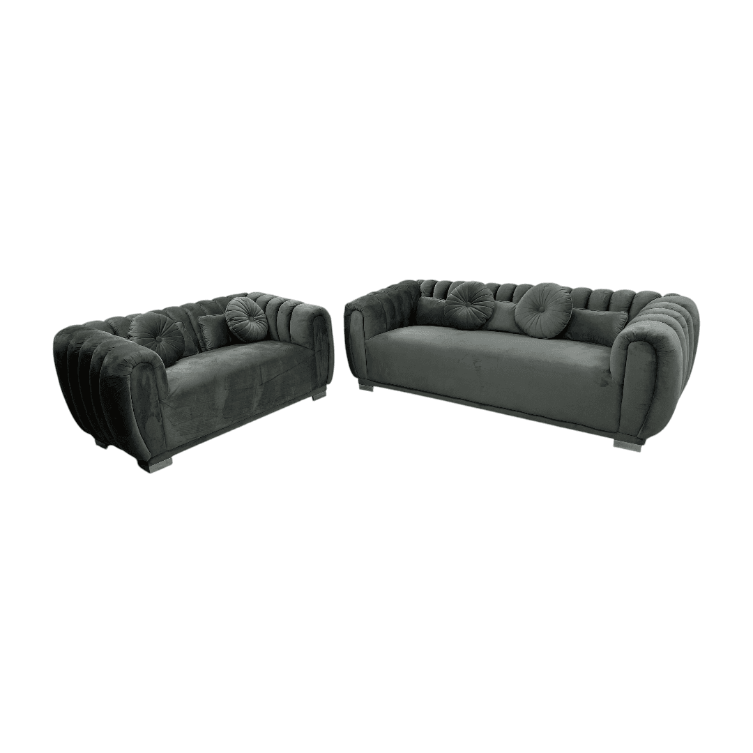 Everly Quinn Byrd Velvet 2-Piece Sofa Set - Thumbnail 6