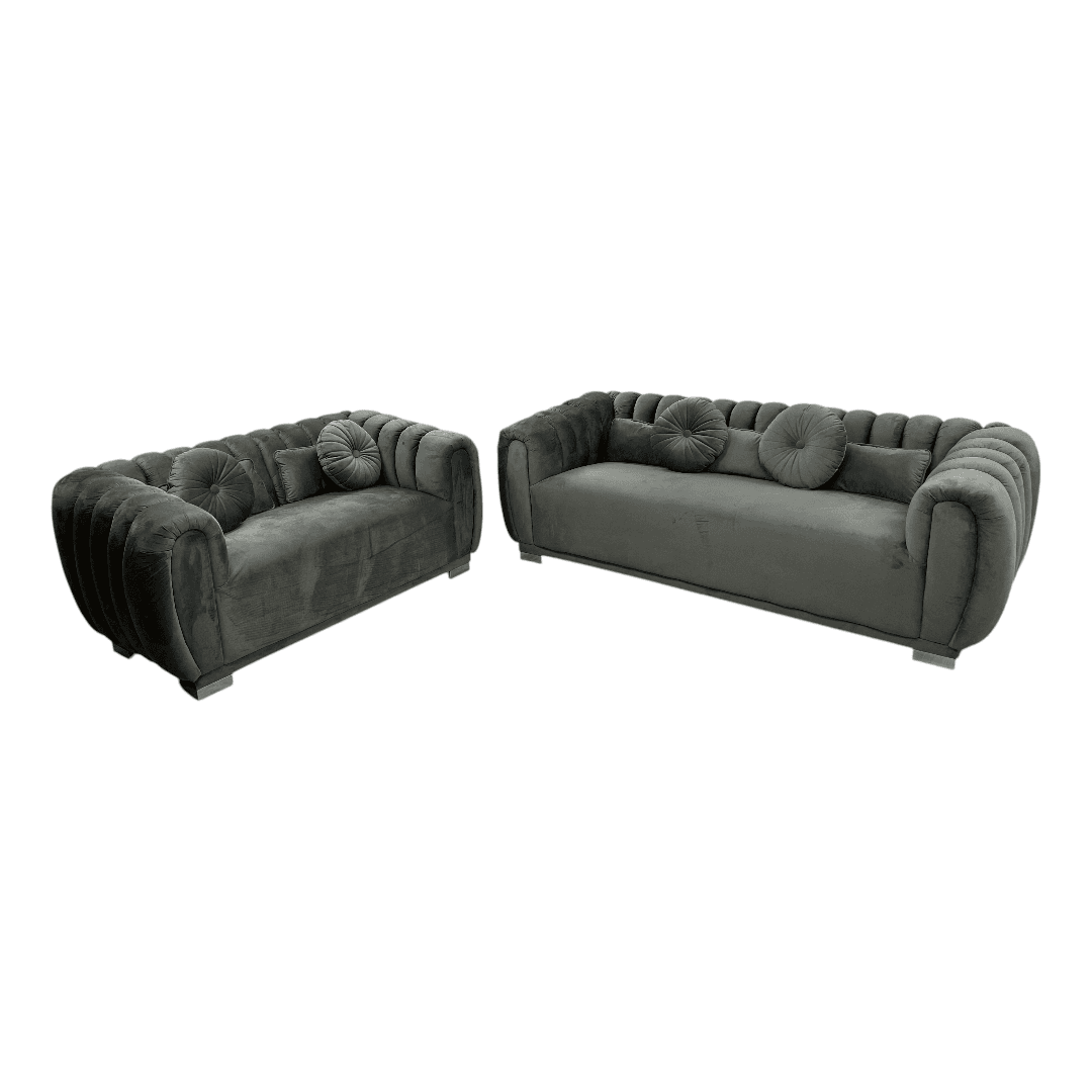 Everly Quinn Byrd Velvet 2-Piece Sofa Set - Thumbnail 4