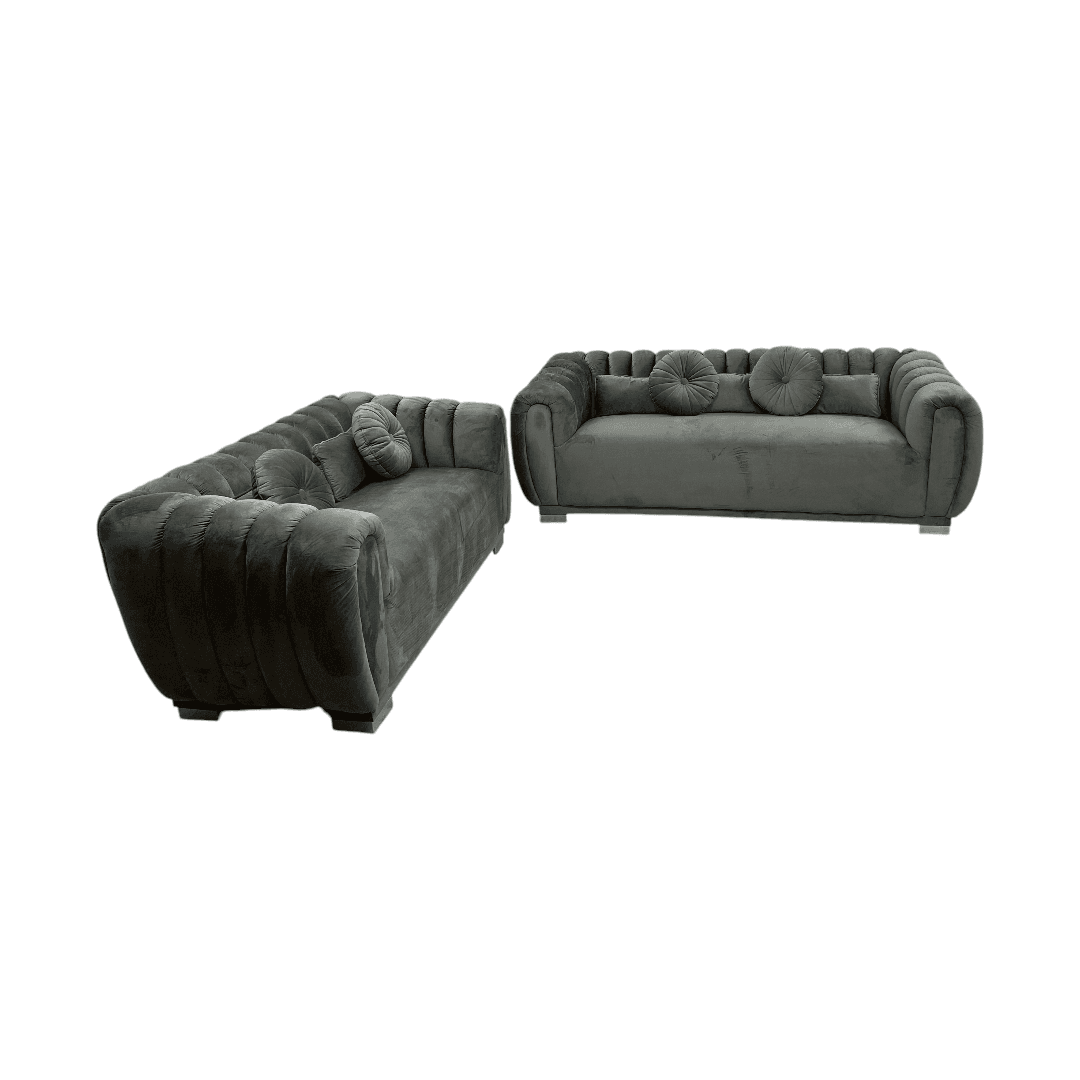 Everly Quinn Byrd Velvet 2-Piece Sofa Set - Thumbnail 2