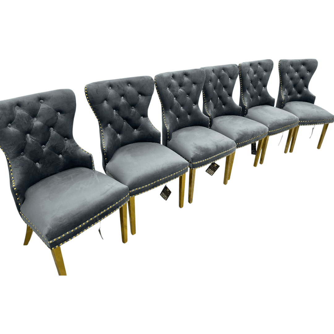 Rosdorf Park Upholstered Dining Chairs, Tufted Back Design With Stainless Steel Leg (Set of 6) - Thumbnail 5
