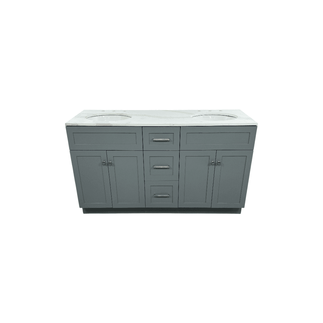 Red Barrel Studio Hamlet Double Bathroom Vanity with White Quartz Top - Thumbnail 2