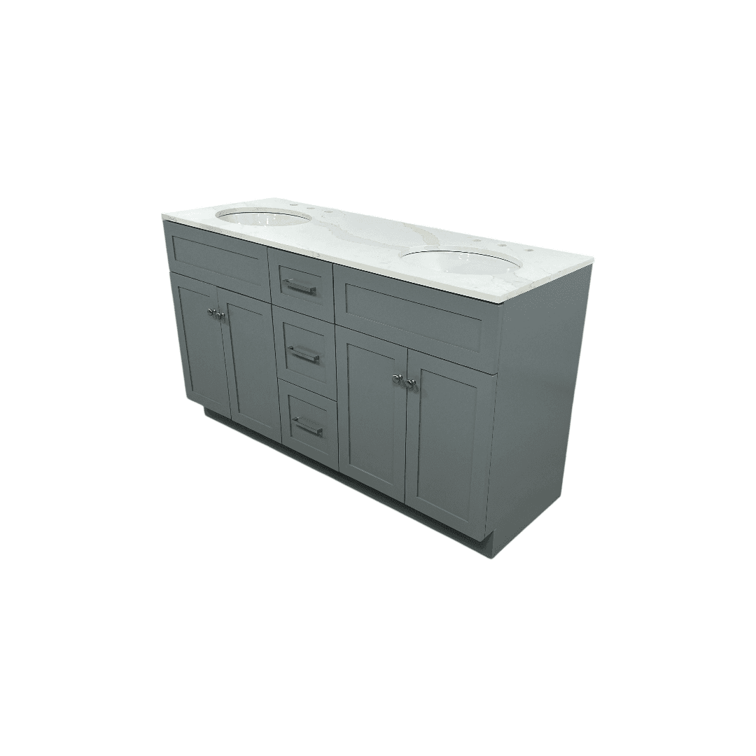 Red Barrel Studio Hamlet Double Bathroom Vanity with White Quartz Top - Thumbnail 4