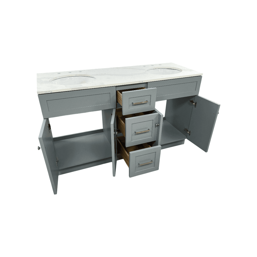 Red Barrel Studio Hamlet Double Bathroom Vanity with White Quartz Top - Thumbnail 13