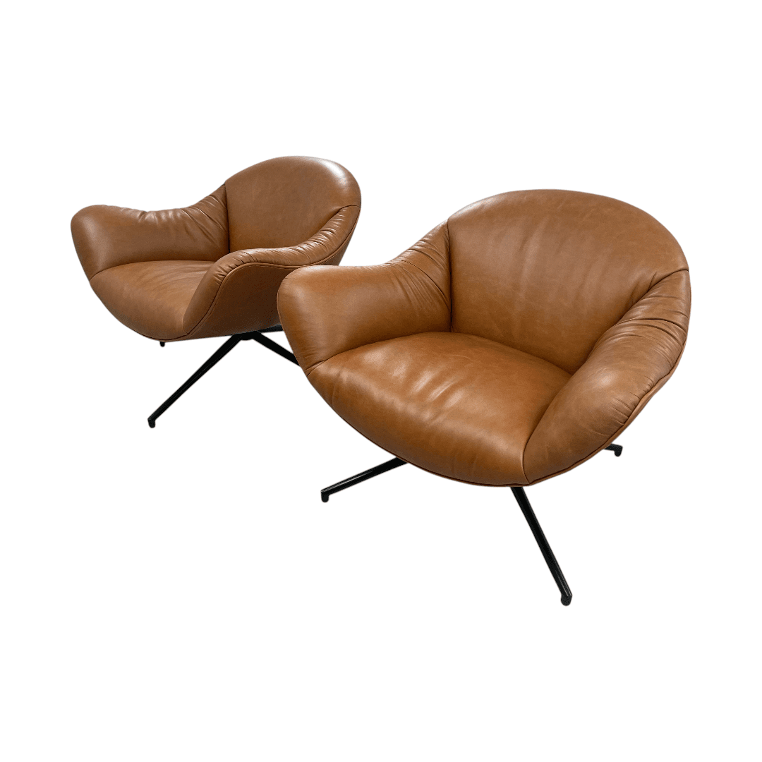 Castlery Arden Leather Swivel Armchair Set of 2 - Thumbnail 6