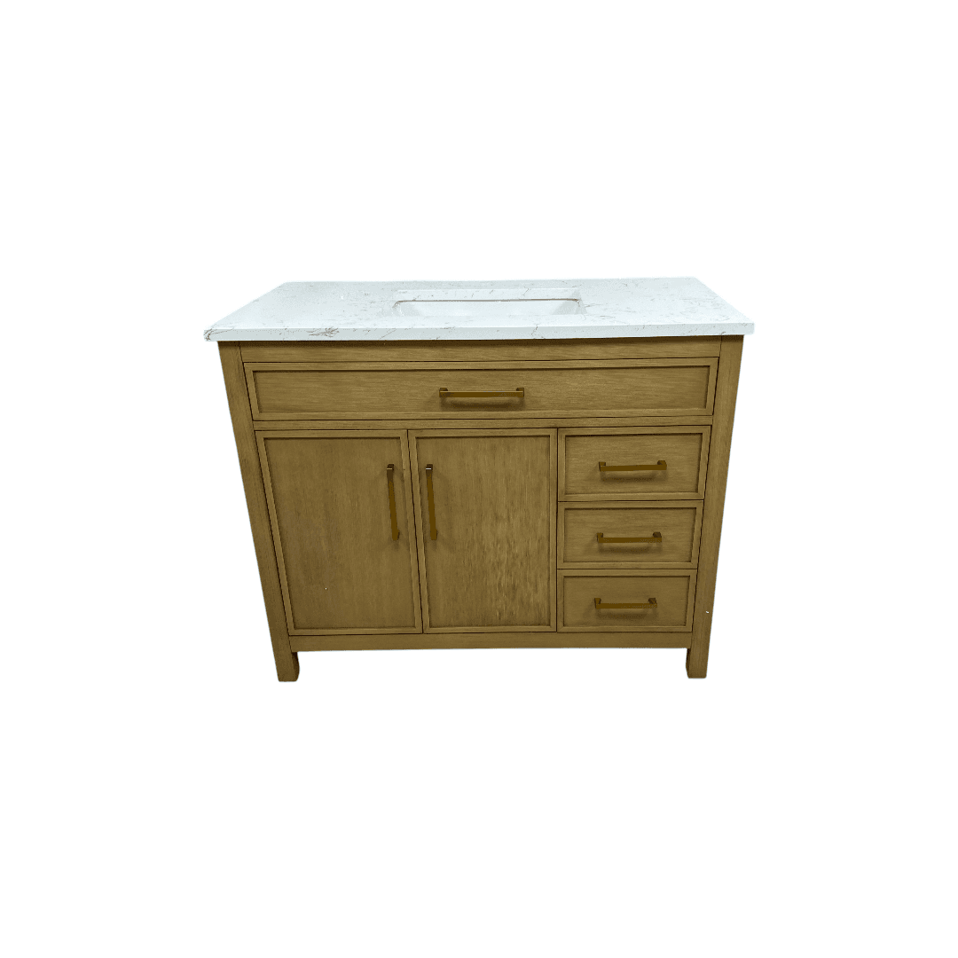 Sudio Design Logan 42″ Sand Vanity with Carrara White Top - Thumbnail 4
