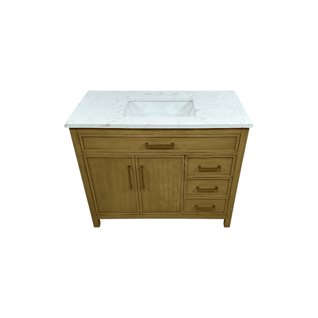 Sudio Design Logan 42″ Sand Vanity with Carrara White Top - Thumbnail 3