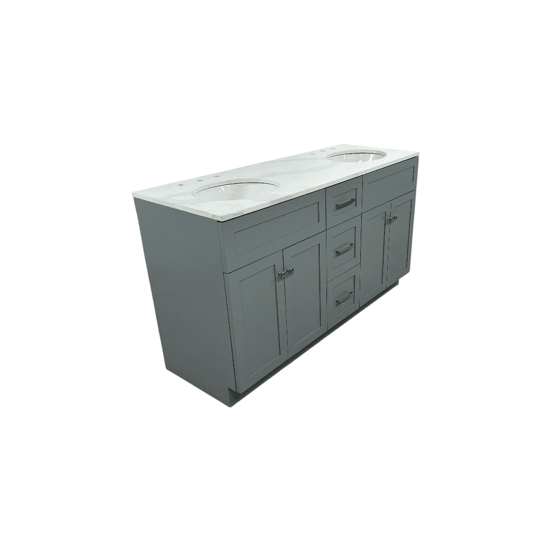 Red Barrel Studio Hamlet Double Bathroom Vanity with White Quartz Top - Thumbnail 5