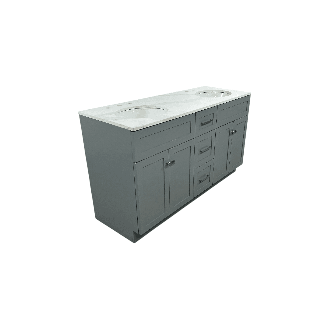 Red Barrel Studio Hamlet Double Bathroom Vanity with White Quartz Top - Thumbnail 6