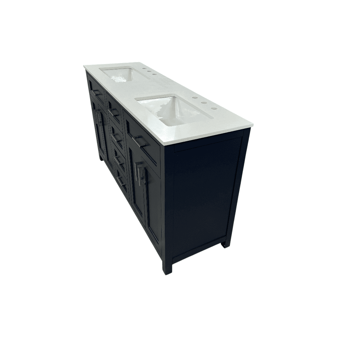 Lark Manor Chezkel 60'' Fully Assembled Double Bathroom Vanity with Ceramic Sink - Thumbnail 6