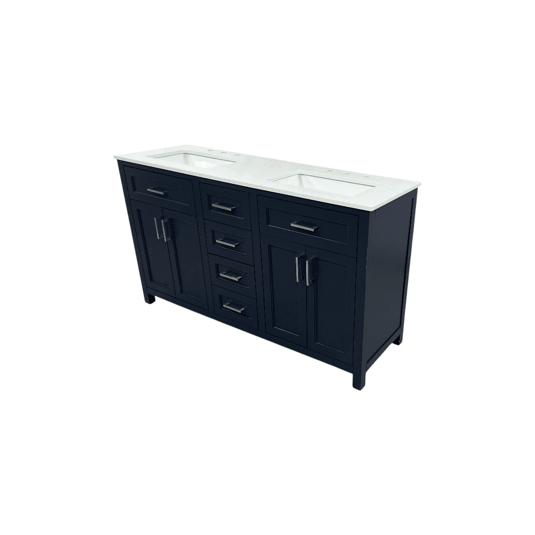 Lark Manor Chezkel 60'' Fully Assembled Double Bathroom Vanity with Ceramic Sink - Thumbnail 5