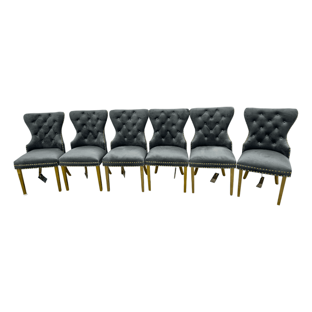 Rosdorf Park Upholstered Dining Chairs, Tufted Back Design With Stainless Steel Leg (Set of 6) - Thumbnail 2