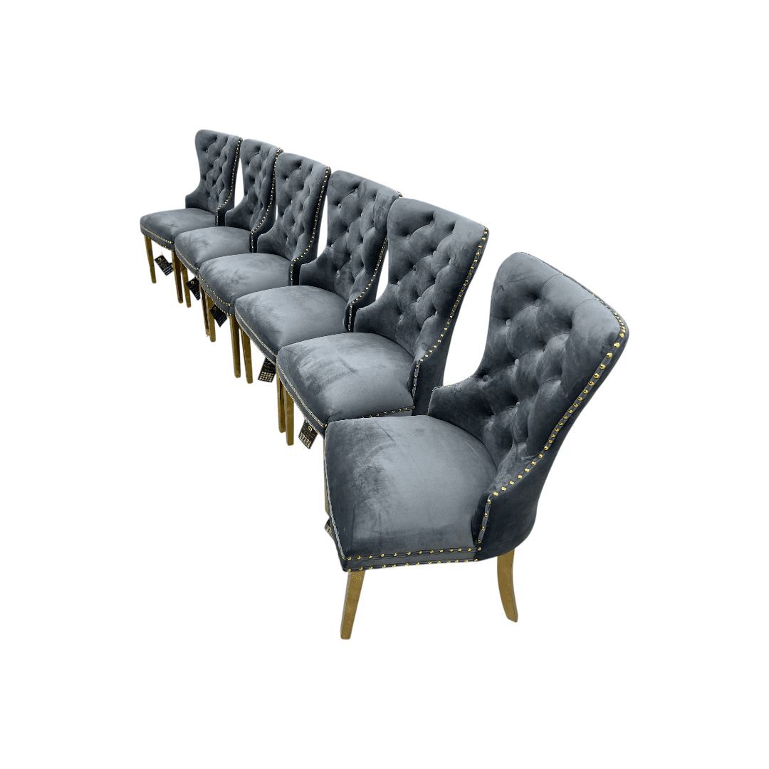 Rosdorf Park Upholstered Dining Chairs, Tufted Back Design With Stainless Steel Leg (Set of 6) - Thumbnail 3