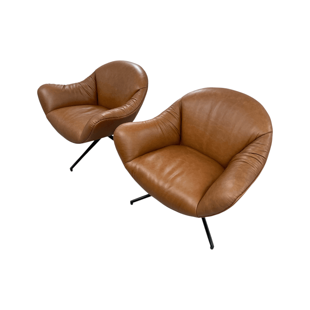 Castlery Arden Leather Swivel Armchair Set of 2 - Thumbnail 4