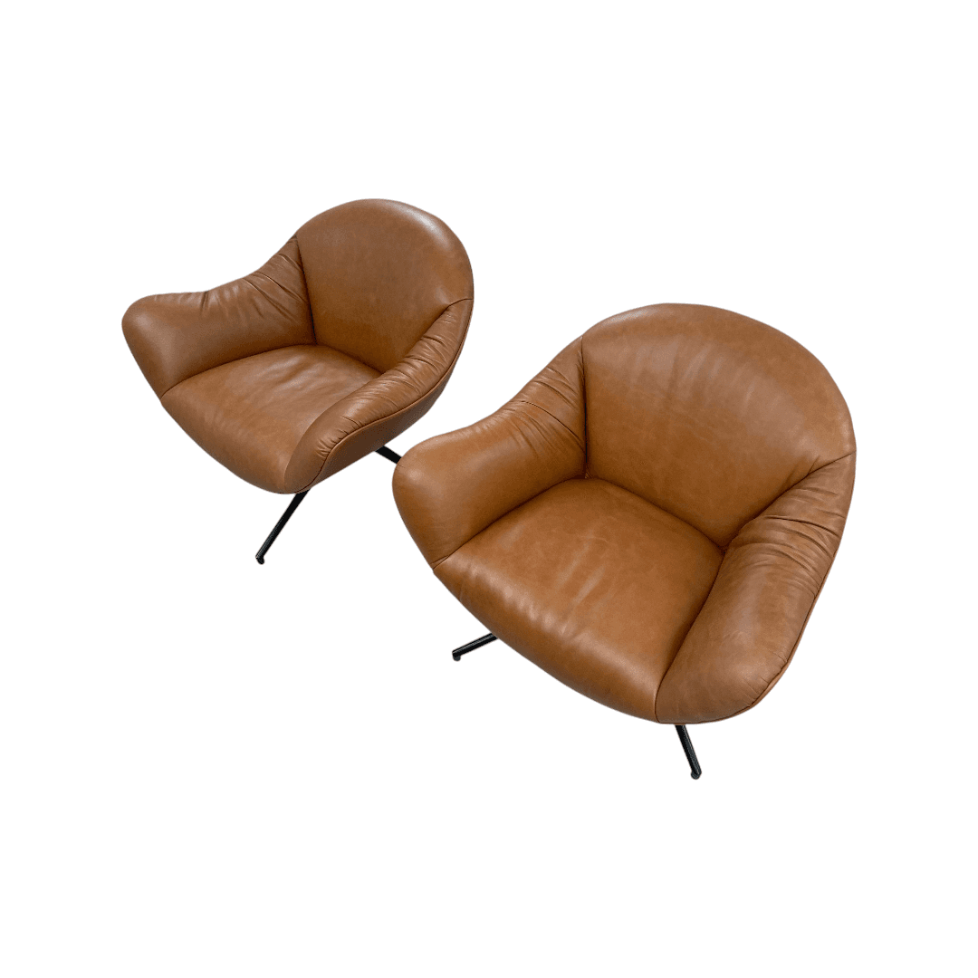 Castlery Arden Leather Swivel Armchair Set of 2 - Thumbnail 5