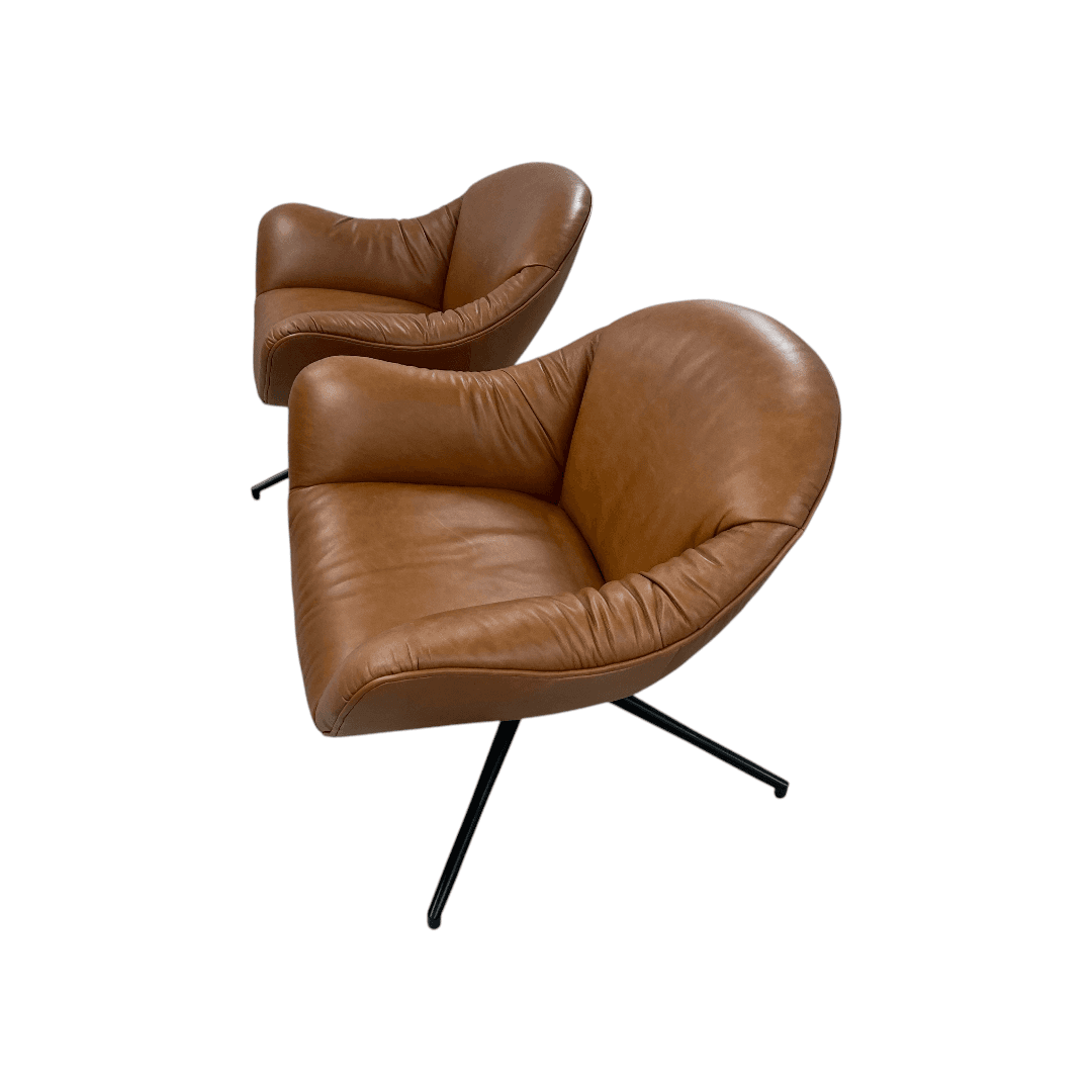 Castlery Arden Leather Swivel Armchair Set of 2 - Thumbnail 13