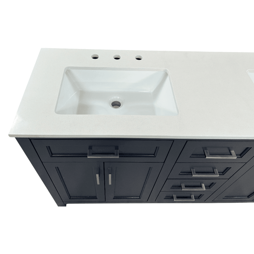Lark Manor Chezkel 60'' Fully Assembled Double Bathroom Vanity with Ceramic Sink - Thumbnail 8
