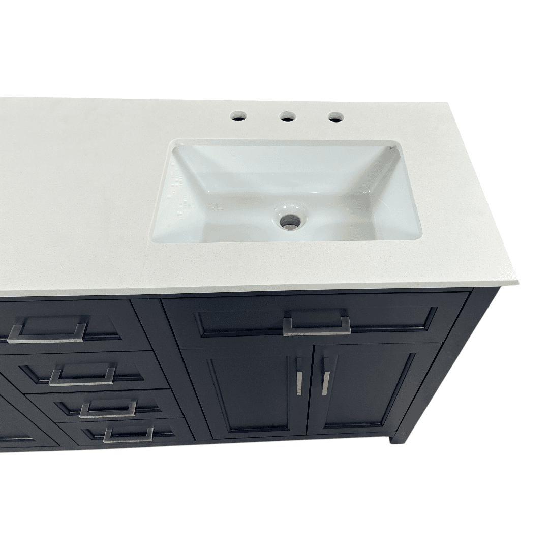 Lark Manor Chezkel 60'' Fully Assembled Double Bathroom Vanity with Ceramic Sink - Thumbnail 9