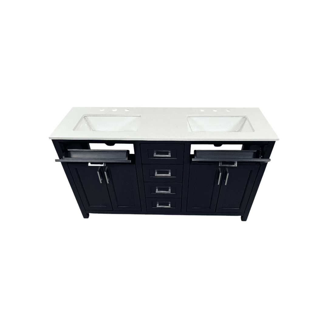 Lark Manor Chezkel 60'' Fully Assembled Double Bathroom Vanity with Ceramic Sink - Thumbnail 12