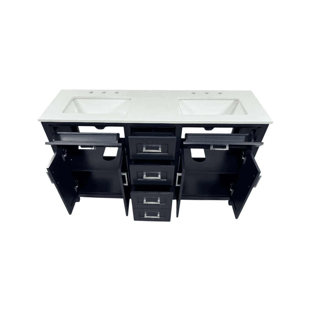 Lark Manor Chezkel 60'' Fully Assembled Double Bathroom Vanity with Ceramic Sink - Thumbnail 16