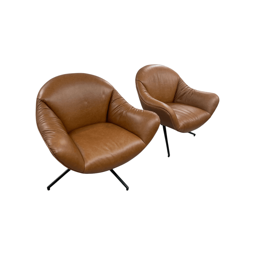 Castlery Arden Leather Swivel Armchair Set of 2 - Thumbnail 7