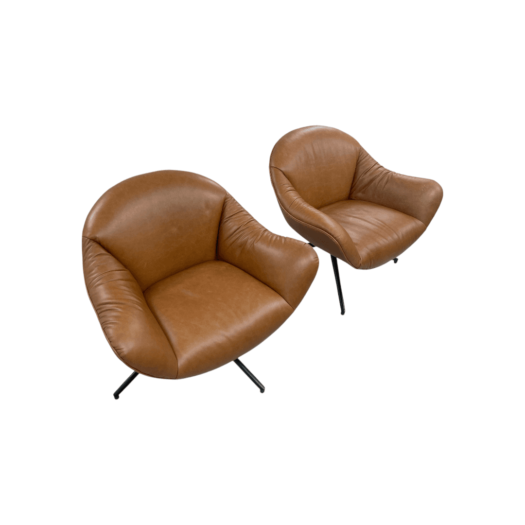 Castlery Arden Leather Swivel Armchair Set of 2 - Thumbnail 8