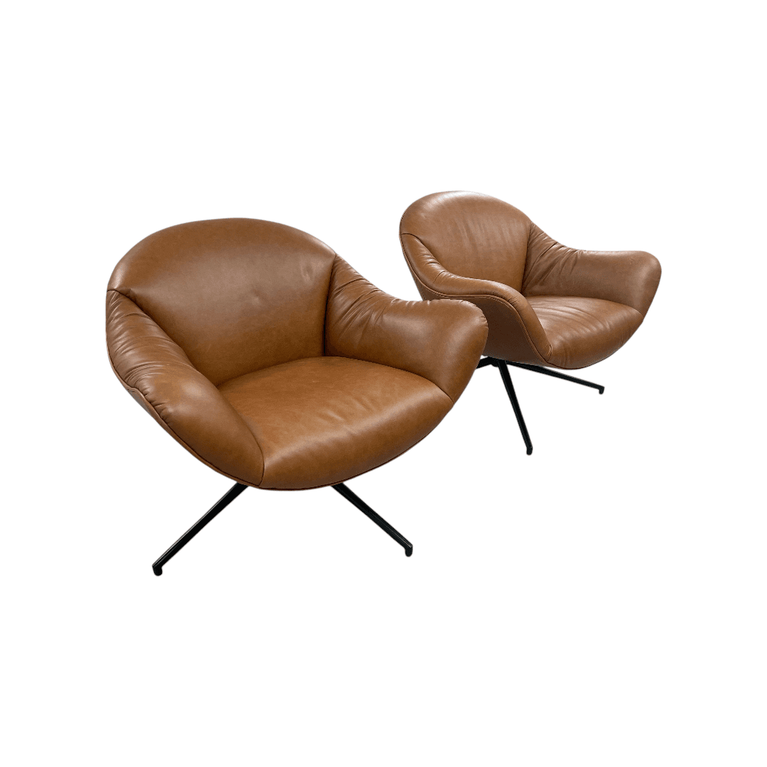 Castlery Arden Leather Swivel Armchair Set of 2 - Thumbnail 9