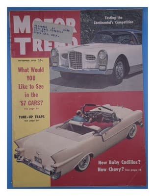 Motor Trend September 1956 1957 Cars White Convertible Magazine - Image 1