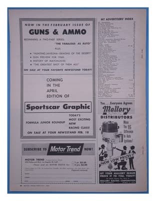 Motor Trend February 1960 New KEROSENE Powered V8 Chevy vs Ford Car Magazine - Thumbnail 2