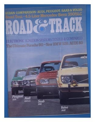 Road & Track November 1972 Sedan Comparison; Vehicle Testing Magazine - Image 1