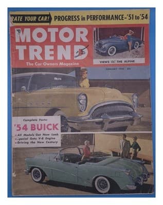 Motor Trend February 1954 Progress in Performance Car Magazine - Image 1