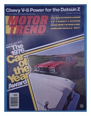 Motor Trend February 1976 Chevy V-8 Power for Datsun Z Car Magazine - Image 1