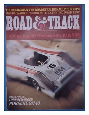 Road & Track Oct 1972 Porsche 917-10 Turbocharged Race Car Magazine - Image 1