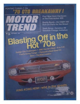 Motor Trend September 1969 '70 Plymouth GTO HEMI Magazine - Image 1