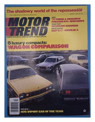 Motor Trend March 1976 Station Wagons; Luxury Compacts Car Magazine - Image 1