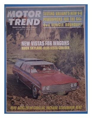 MOTOR TREND MARCH 1964 BUICK SKYLARK STATION WAGON VEHICLES MAGAZINE - Image 1