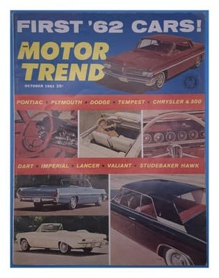 Motor Trend October 1961 First '62 Cars! Car Magazine - Image 1