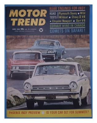 Motor Trend June 1964 INDY Racing; Corvair; Comets Car Magazine - Image 1
