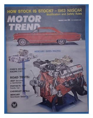 Motor Trend March 1963 NASCAR Classic Car Magazine - Image 1