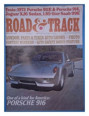 Road & Track February 1972 Porsche 916 Auto Show Magazine - Image 1