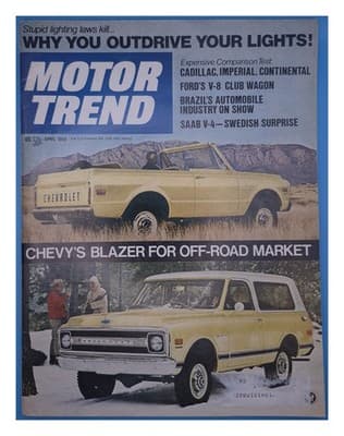 Motor Trend April 1969 Chevrolet Blazer Off-Road Adventure Car Magazine - Image 1