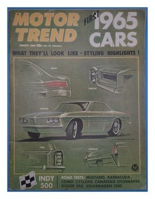 Motor Trend August 1964 First '65 Cars Car Design Highlights Magazine - Image 1