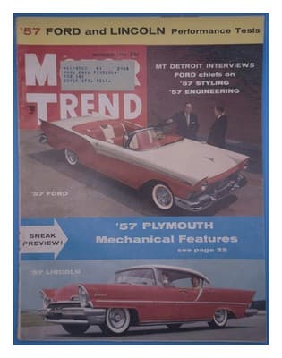 Motor Trend November 1956 '57 Ford Lincoln Performance Tests Magazine - Image 1